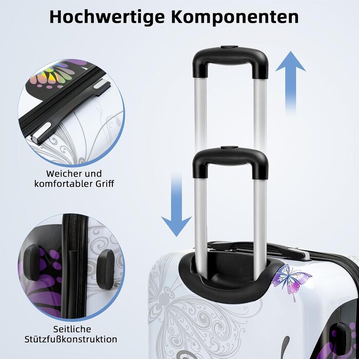 Валіза BEIBYE Butterfly M: жорсткий дорожній кофер з полікарбонату, Trolley з TSA-замком, середній розмір