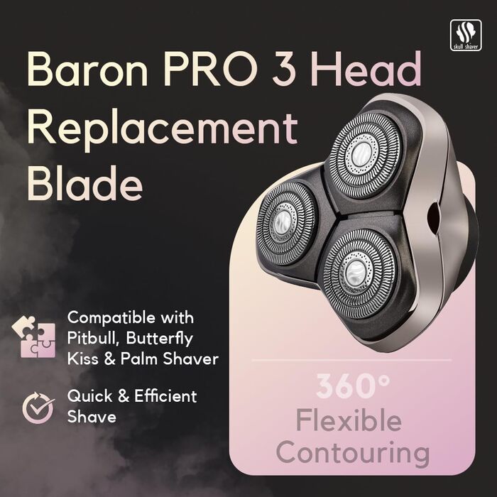 Запасні леза для бритви Skull Shaver Baron PRO (3 шт.) для моделей Pitbull, Palm та Butterfly