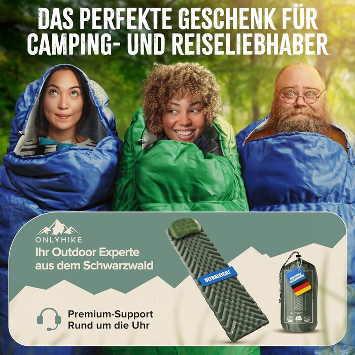 Спальний мішок ONLYHIKE 300GSM для кемпінгу, весна-осінь-зима, температурний режим -5°C до 10°C, легкий 1700г, розміри M-XL