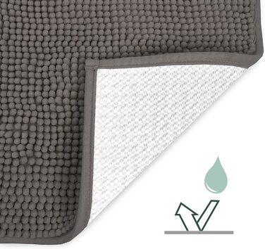 Килимок для ванної Beautissu BeauMare 70x120 см, антрацит, ченіл, нековзний, м'який, праний, для ванної кімнати та душу