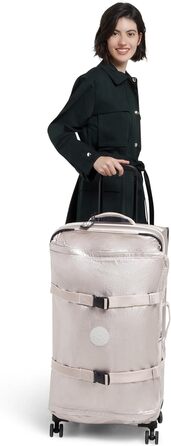 Валіза Kipling SPONTANEOUS L велика на колесах, вертикальна, срібляста, Metallic Glow
