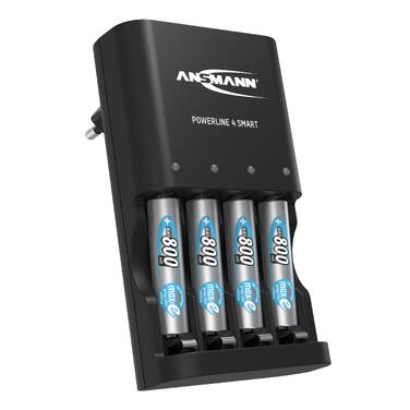 Зарядний пристрій Ansmann Powerline 4 Smart з акумуляторами AA 2100mAh (4 шт) та AAA 800mAh (4 шт), автоматичний режим відновлення (Repair-Modus)