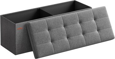 Складаний пуф SONGMICS з місцем для зберігання, 110×38×38 см, темно-сірий, до 300 кг, для вітальні, спальні, передпокою