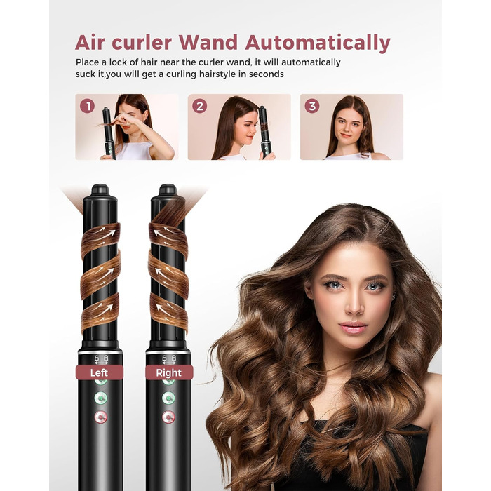 Air Styler 5 в 1 з іонізацією: Фен-щітка, випрямляч, авто-завивка 110 000 RPM, швидке сушіння, чорний