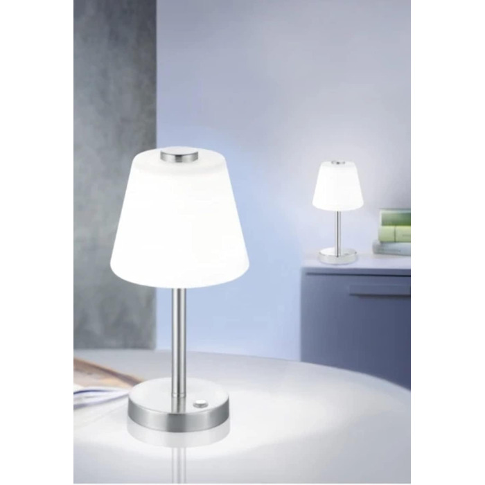 Настільна лампа Trio Emerald 4 Вт, інтегрований LED, матовий нікель, 15x15x29 см