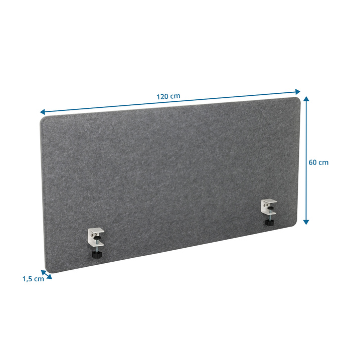 Звукоізолююча перегородка на стіл FLEXMIUT 3D 120x60x1 PET сірий hjh OFFICE