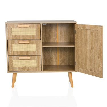 Сервант / комод STRYN 80x30x78 см 3 висувних ящика 1 дверцята світло-коричневий hjh LIVING