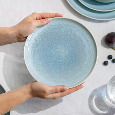 Сервіз столовий Villeroy & Boch Crafted Blueberry, 12 предметів, тарілки для основних страв 25,9 см та супу 21,9 см, реактивна глазур, преміум порцеляна, бірюзовий