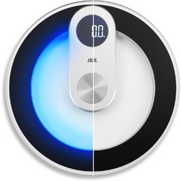 Цифрова скляна вага ADE з LED-підсвіткою, кругла, до 180 кг, синя LED, точна