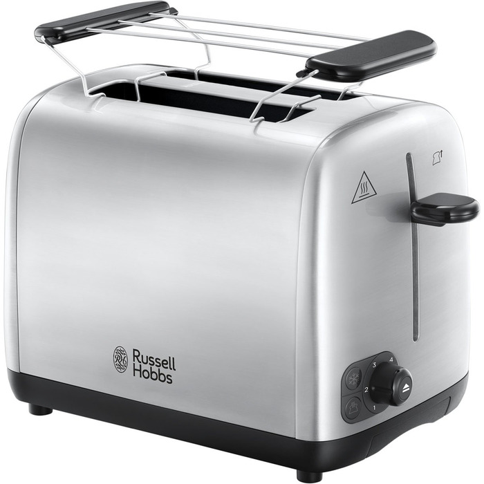 Тостер Russell Hobbs Adventure нержавіюча сталь на 2 тости, широкі слоти, підставка для булочок, 6 режимів, розморожування, підігрів, Lift & Look, 850W