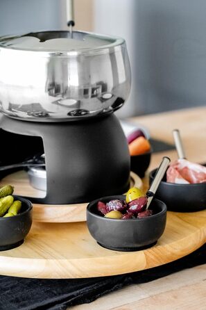 Набір для фондю Artesà з обертовою підставкою, 22 предмети, нержавіюча сталь, чорний колір