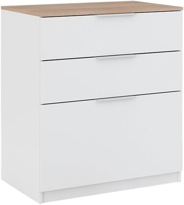 Комод Vicco Betti 80x90 см, білий/сонома, з 3 шухлядами