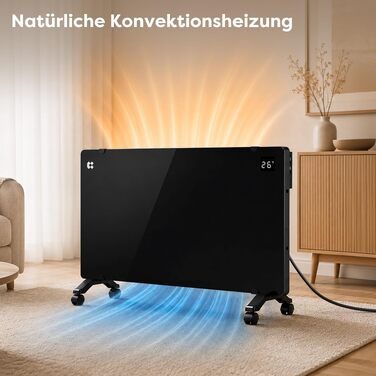 Розумний керамічний обігрівач стін CIARRA Smart WLAN 1000W (CBHX20-B), електричний настінний конвектор з керуванням через Wi-Fi