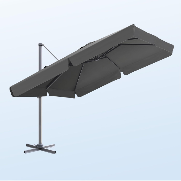 Сонячна парасоля Sekey Alu 300x300 см, квадратна, з кривошипом, 360° обертанням, нахилом, педаллю, UV50+ захистом для саду і тераси