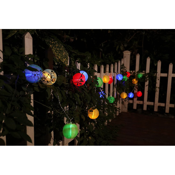 Світлодіодна гірлянда Gresonic з ліхтариками, 20 LED, різнокольорова, для саду, вечірки, весілля, новорічна, з мережевим підключенням, для дому та вулиці