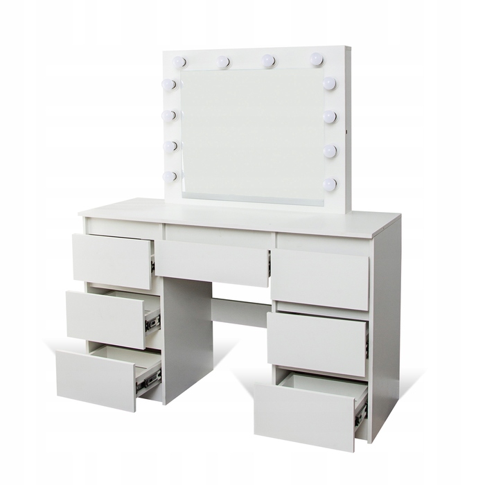 Туалетний столик ELDEN білий MDF з дзеркалом та шухлядами, 120x45x140 см