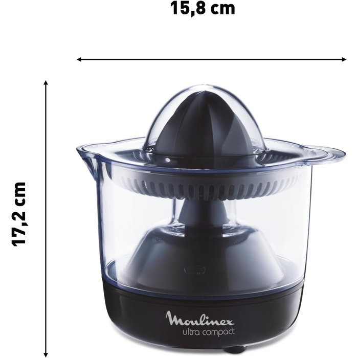 Цитрусовижималка електрична Moulinex Ultra Compact PC120870, 450 мл, чорна - для апельсинів та інших цитрусових