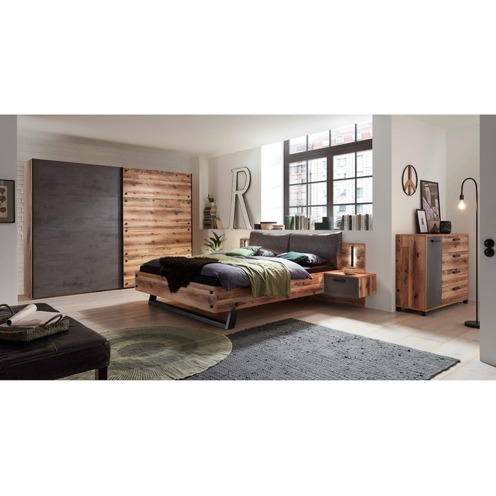 Комод Stella Trading DOVER для спальні, альпійський стиль, бетон, 125x96x38 см – сучасна тумба для зберігання