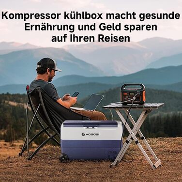 Автомобільний компресорний холодильник AAOBOSI 50л з Wi-Fi, 12/24V/220V, -20°C для авто, кемпінгу, вантажівок, з двома зонами охолодження