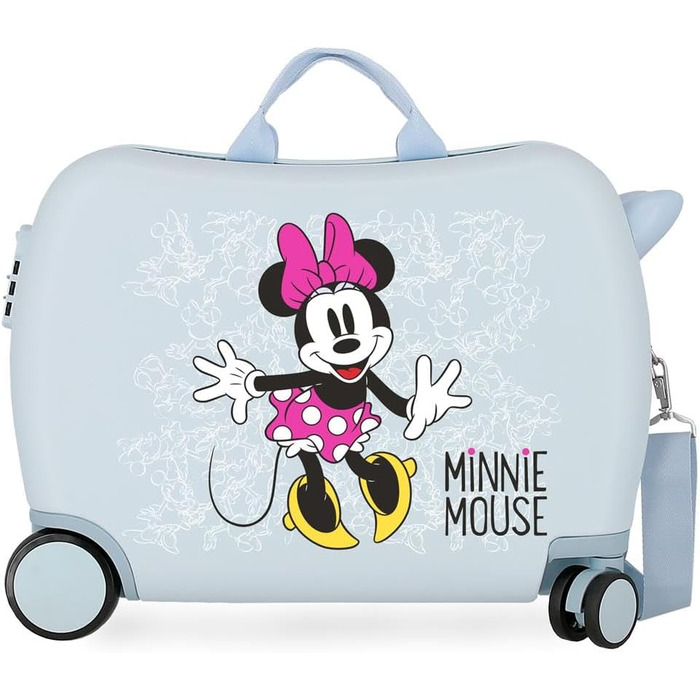 Дитяча валіза Disney Minnie Enjoy the Day, 50x38x20 см, жорсткий корпус ABS, 34 л, 2,1 кг, 4 колеса, кодовий замок, блакитна