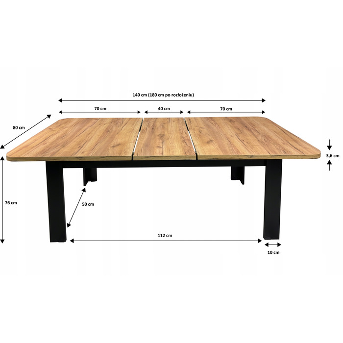 Обідній гарнітур Loft Ribes: розкладний стіл 80x140/180 см та 6 стільців