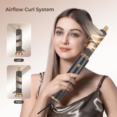 Набір для укладки волосся Hairstyler 5-в-1 з автоматичною завивкою, фен-щітка та насадки, чорний колір