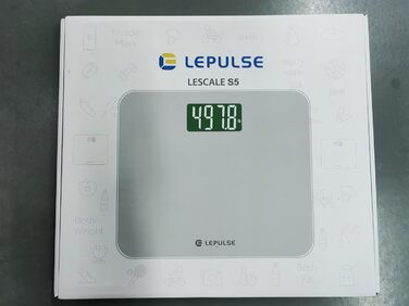Розумна вага Lepulse S5 до 250 кг з Bluetooth, аналізом складу тіла, ІМТ, широкою платформою, срібляста, синхронізація з додатком