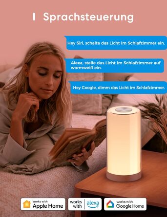 Розумна WiFi настільна лампа Meross LED RGBWW, сенсорне керування, матово-біла