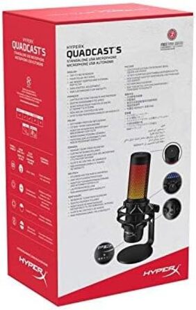 HyperX QuadCast S – RGB USB конденсаторний мікрофон для ПК, PS4, Mac, із захистом від вібрацій та ударів, поп-фільтром, для ігор, стрімінгу, подкастів, Twitch, YouTube, Discord