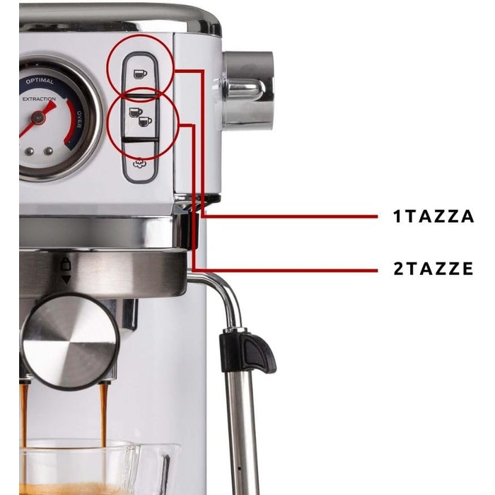Кавомашина еспресо Ariete Slim Metal 1381 с манометром, 15 бар, для кави в зернах та ESE-падів, капучинатор, 1300 Вт, срібляста
