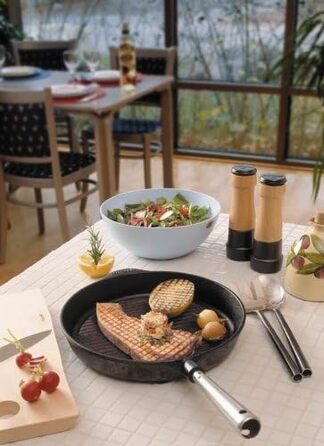 Сковорода-гриль Skeppshult 25x25 см з чавуну з дерев'яним ручками - Made in Sweden