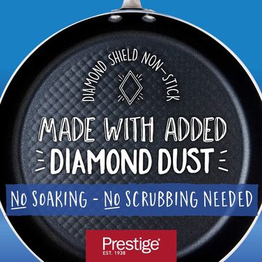 Набір каструль Prestige 3 шт. з кришками, антипригарне покриття Diamond Shield, для газових плит, 14/16/18 см, міцні, легкі у догляді, без індукції, жаростійкі