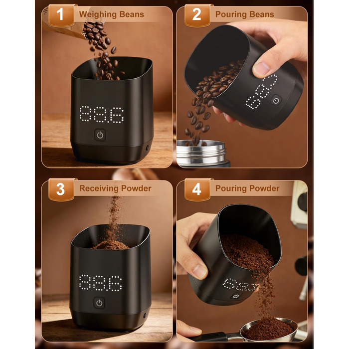 Ваги для кави цифровi Kaffee Waage для еспресо та пуровер, з таймером, аксесуар для бариста, мінімалістичний дизайн (чорні)