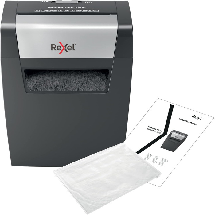Шредер Rexel Momentum X308: безпечний знищення документів, P3, 9 A4, 15л, чорний