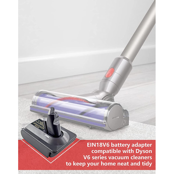 Адаптер URUN MT18V6 для акумулятора Makita 18V до пилососа Dyson V6, сумісний з Animal+, Fluffy, DC62, DC58, DC59, DC61, SV06, тільки адаптер