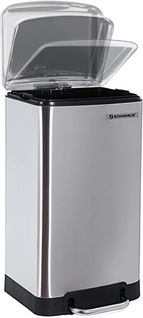 Смітник з педаллю SONGMICS 30 л, сталевий, з кришкою Softclose, герметичний, з внутрішнім відром, для кухні, сріблястий