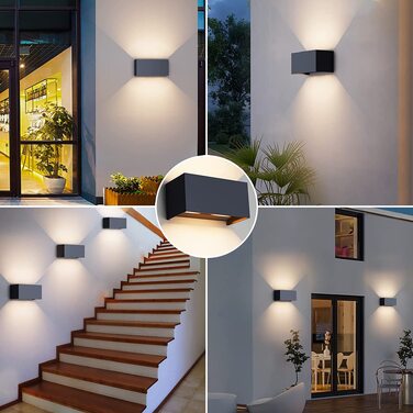 Стічний LED світильник Klighten 24W для вулиці та дому, IP65, Up-Down, тепле біле світло 3000K, регульований кут проміння, антрацит RAL 7016