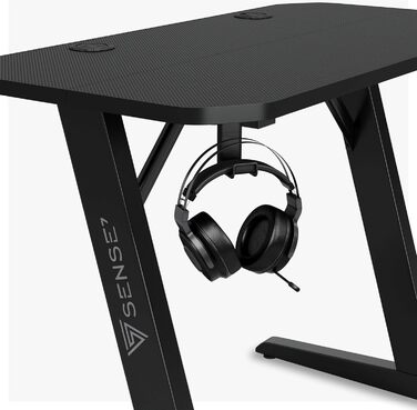 SENSE7 ігровий стіл Nomad Basic 100x50 см, комп'ютерний стіл з гачком для навушників, підсклянником, тримачем для контролера, карбонове покриття, ергономічний стіл для геймерів