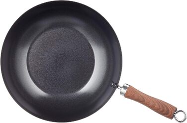 Вок WECOOK! Carbono 28 см для індукції, антипригарне титанове покриття QUANTANIUM, 3-шарове, екологічний, без ПФОА, вуглецева сталь, ручка під дерево, для всіх типів плит (індукція, газ, склокераміка)