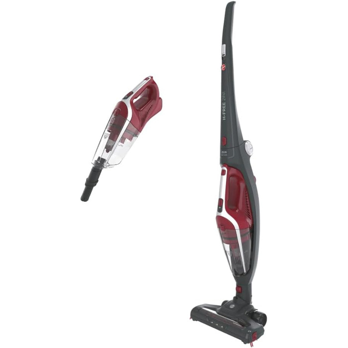 Бездротовий пилосос Hoover HF21F25 2-в-1 з акумулятором, ручний та вертикальний, 45 хв автономної роботи, LED-підсвітка, паркування, складана ручка, насадка для щілин та щітка для пилу, без мішка