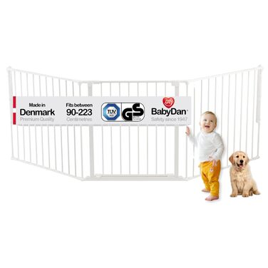 Захисний бар'єр BabyDan Flex L 90-223 см, білий - дитячий бар'єр, сітка для тварин, вироблено в Данії