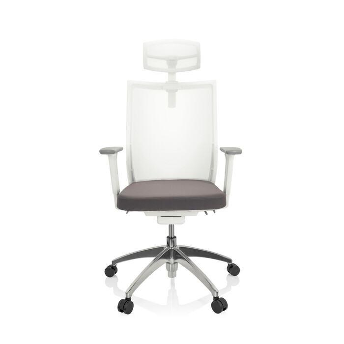 Офісне крісло / Крісло з поворотним механізмом ASPEN WHITE PRO з сітчастою спинкою (прозорий матеріал) / сіре сидіння hjh OFFICE