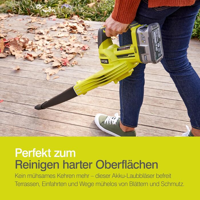 Акумуляторний повітродув RYOBI ONE+ OBL1820S 18V (245 км/год, 2.6 м³/хв) без акумулятора та зарядного пристрою