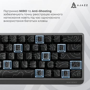 Дротова механічна клавіатура Ajazz NK68 V2 Red Switch (NK68-V2-R-S-W)