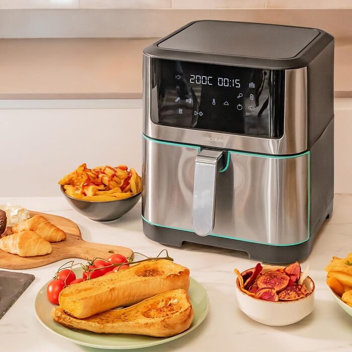 Фритюрниця з гарячим повітрям Cecotec Cecofry Supreme 8000, 8 л, 1800 Вт, без масла, сенсорне управління, 10 програм, попередній нагрів, сигнал, нержавіюча сталь