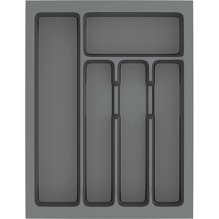 Лоток для столових приборів Sossai Divio 33x43 см, 5 відділень, антрацит, для шухляд 40 см, підрізний органайзер