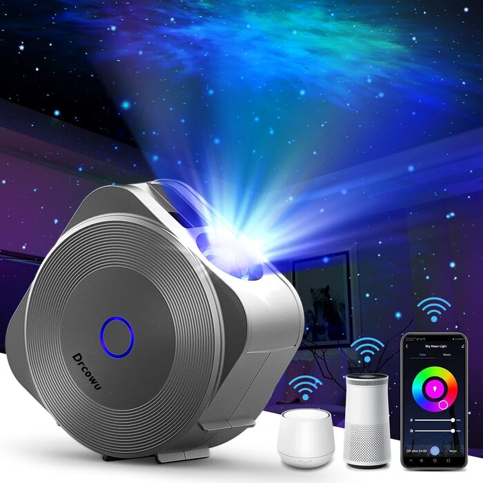 Проєктор зоряного неба LED Sternenhimmel: Галактика, Зірки, Дитячий/Дорослий, WiFi, Голосове керування, RGB, Таймер - для дому, кімнати, вечірок