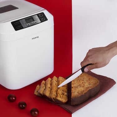 Хлібопіч H.Koenig BAKE320, 12 програм, 2 розміри хліба, безглютенова програма, таймер, підтримка тепла, LCD-дисплей, 550 Вт, біла