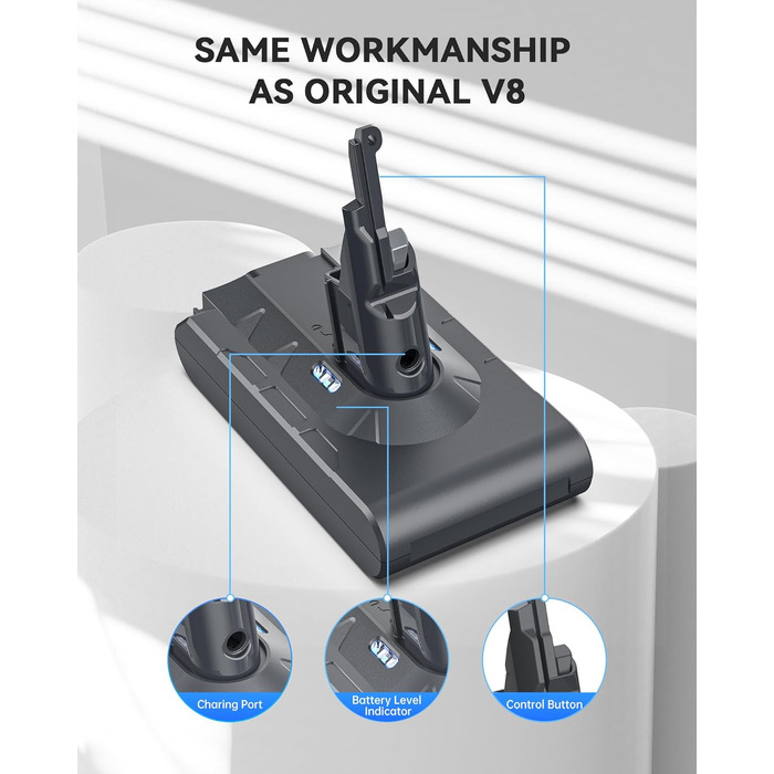 Акумулятор Morpilot V7 8000mAh для пилососа Dyson V7 SV11 Animal, Motorhead, Pro, Trigger, Fluffy + 3 фільтри