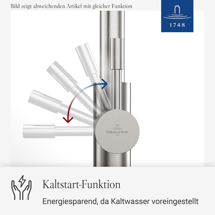 Змішувач кухонний Villeroy & Boch Umbrella Flex з висувним душем, антрацит - економія води, висота виливу 220 мм